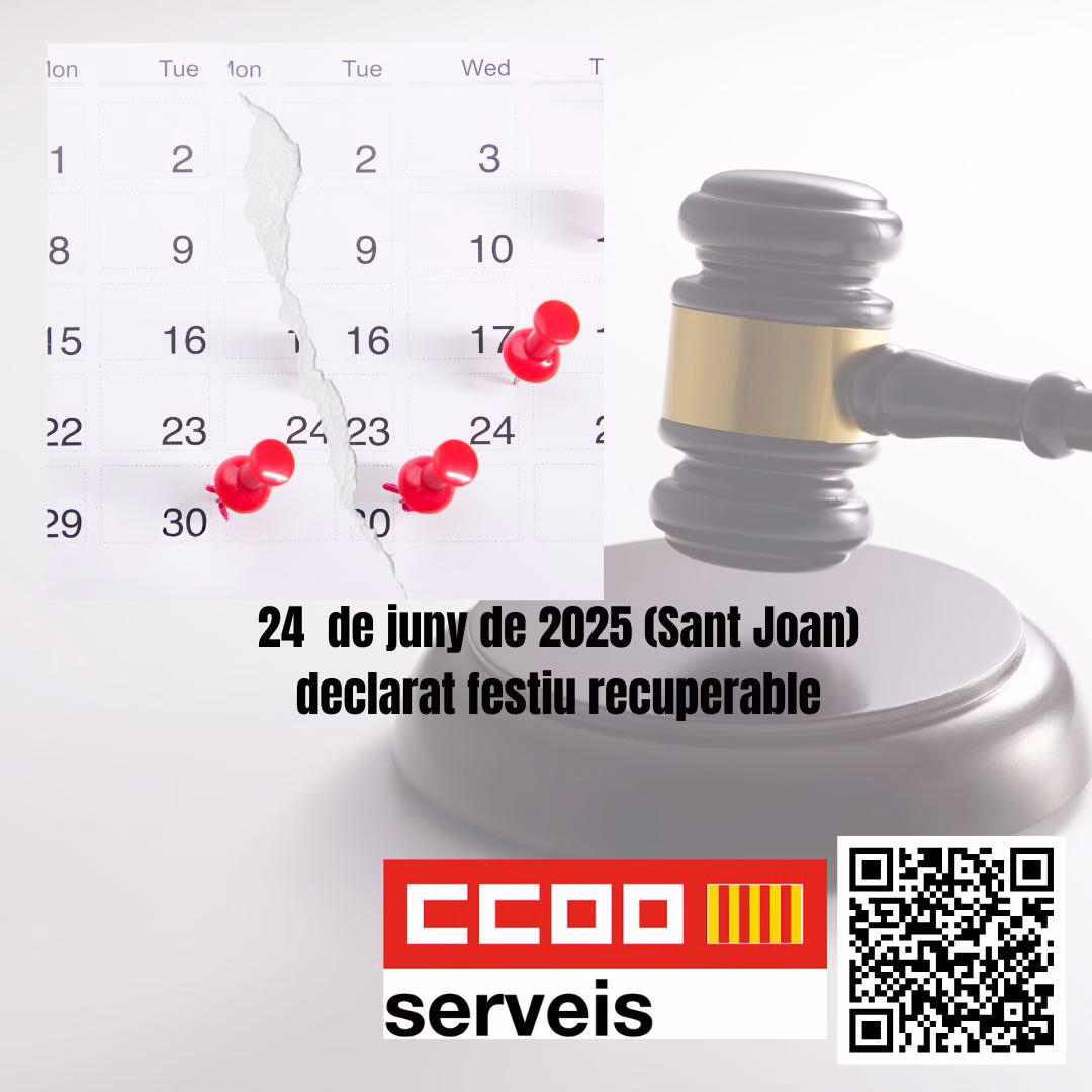 CCOO torna a guanyar: la Justícia reconeix el dret a cobrar el festiu de Sant Joan en Planeta Sistemas de Formación
